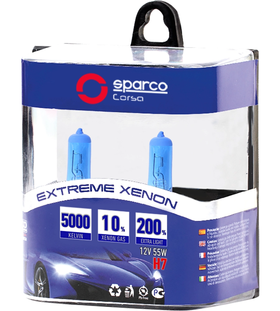 LAMPADINE PER FARI AUTO SPARCO BLUE XENON H7 12V 55W